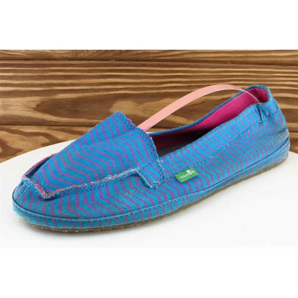 Sanuk Size‎ 9 M Blue Loafer Shoes Fabric Women